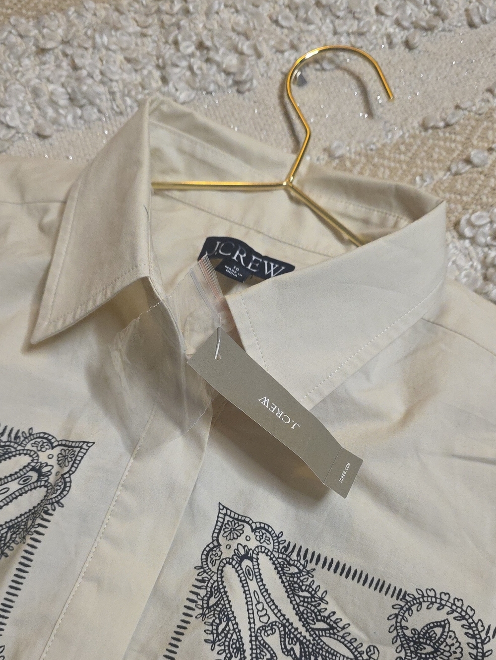 J. Crew Elena mini shirt-dress bandana-print Natural Black cotton poplin 10 - Picture 10 of 12